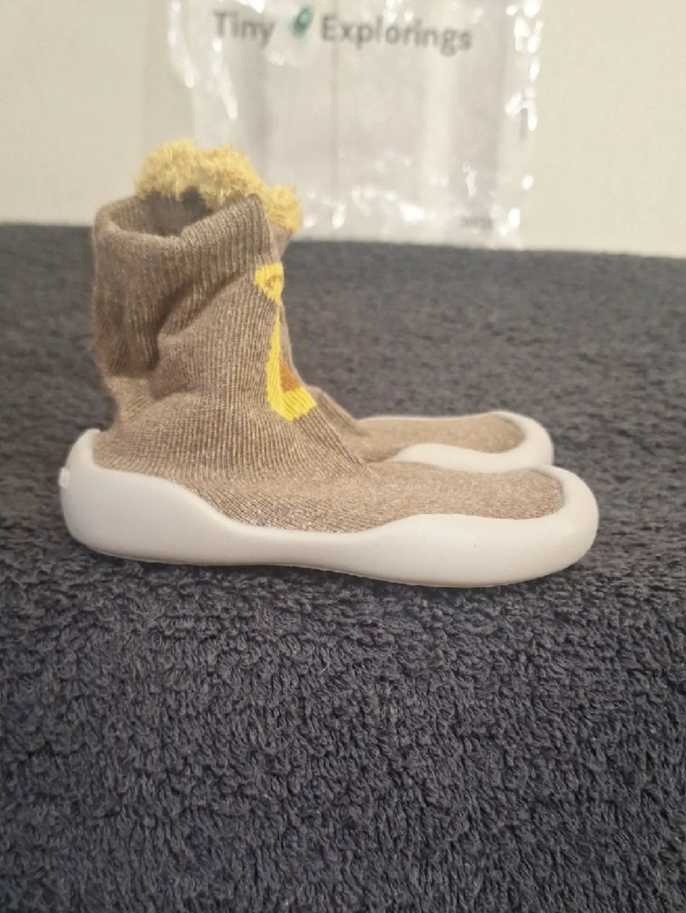 Tiny Explorings Giraffe Sock Shoes - Tan Brown - 20/21 (6-12 Months)